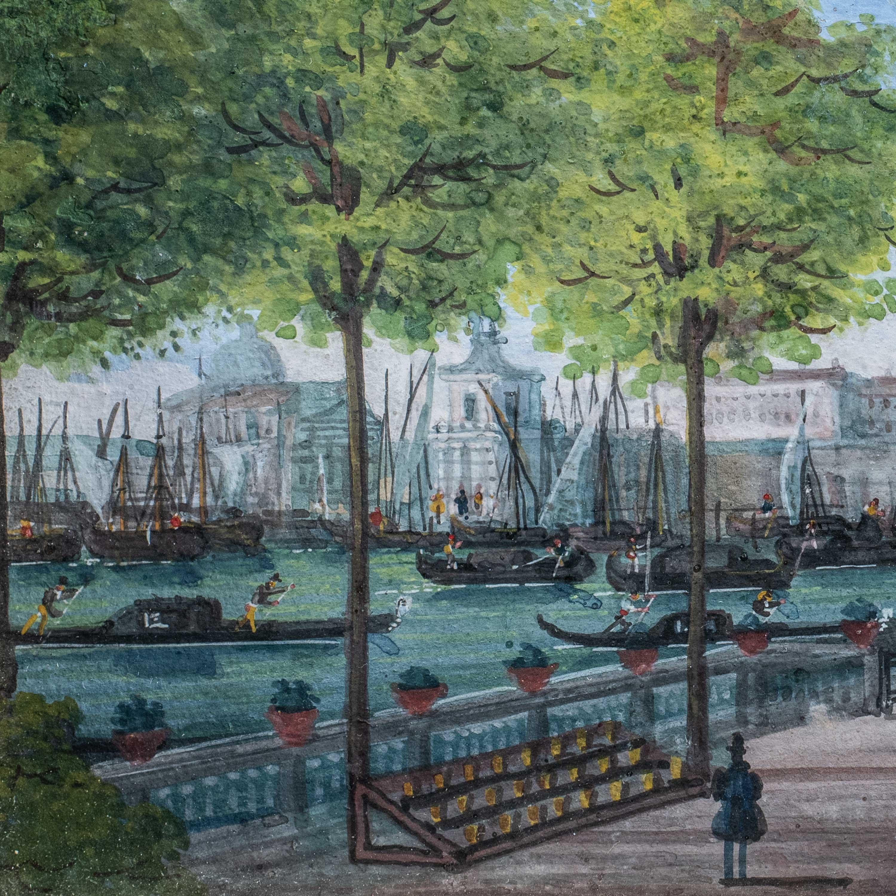 Peintre vénitien védutiste - peinture de paysage du 19e siècle - Vue de Venise - Painting de Unknown