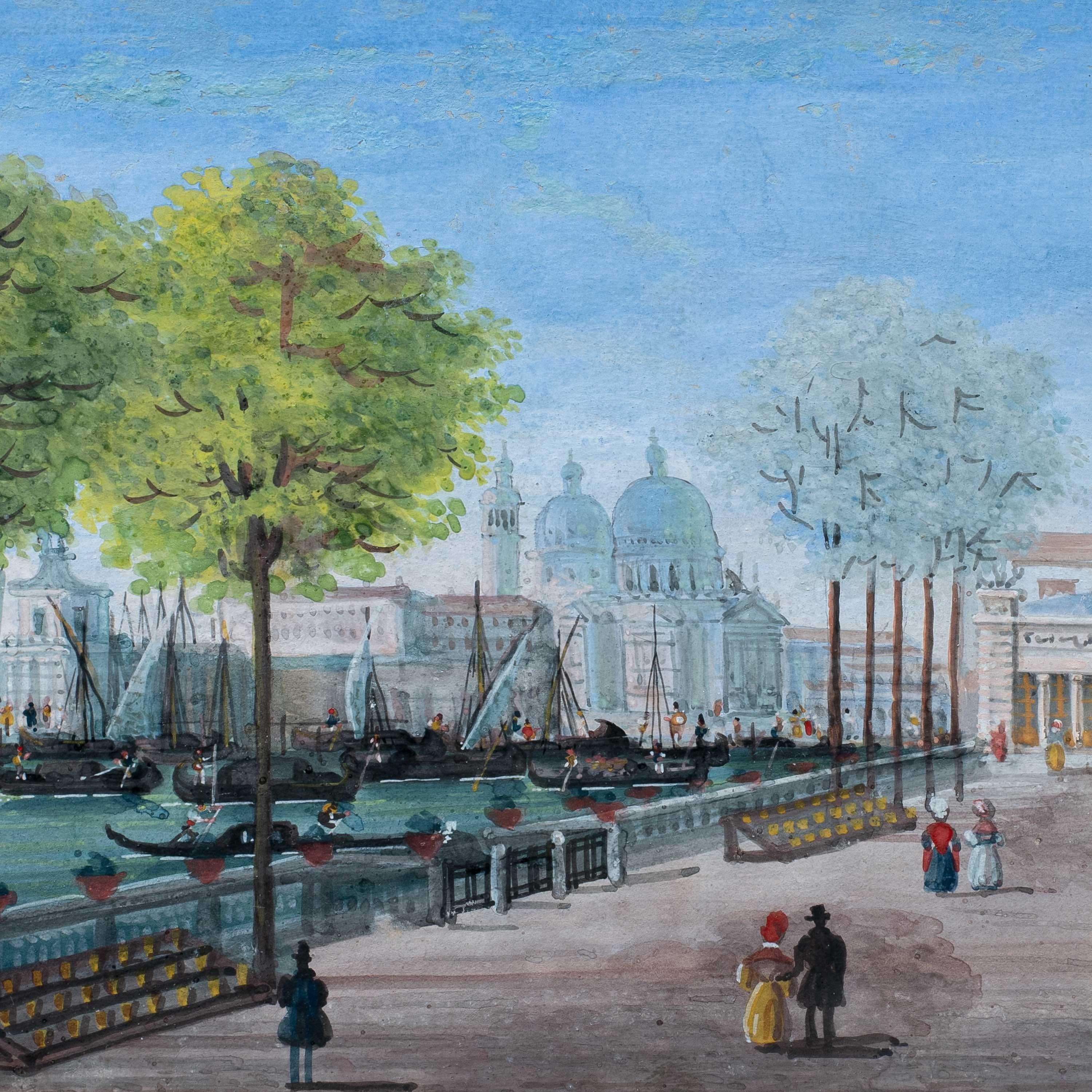 Vedutist Venetian painter - 19th century landscape painting - View Venice - Painting by Unknown