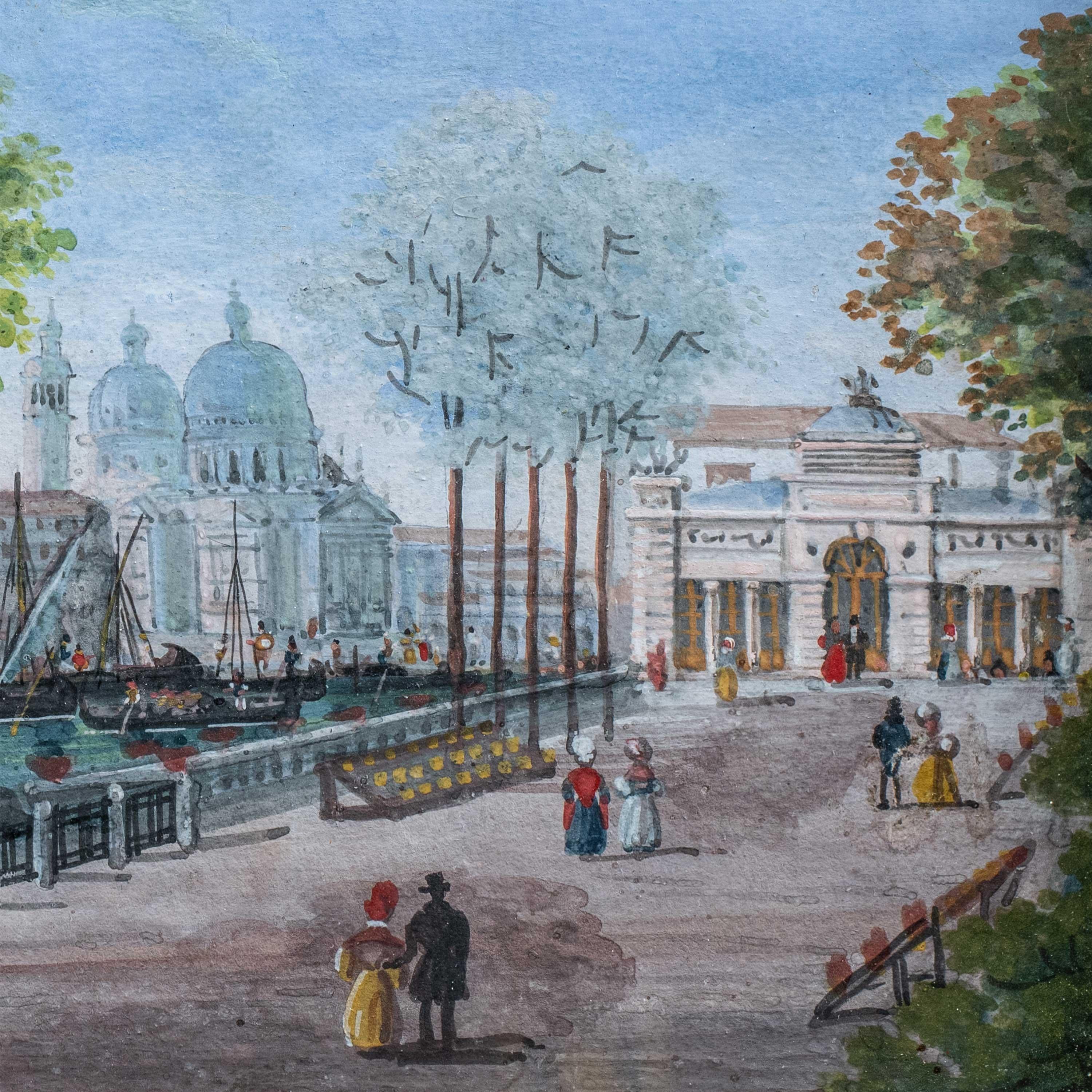 Peintre vénitien védutiste - peinture de paysage du 19e siècle - Vue de Venise - Naturalisme Painting par Unknown
