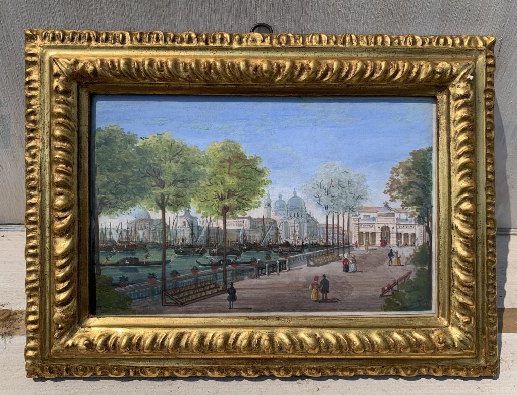 Peintre vénitien védutiste - peinture de paysage du 19e siècle - Vue de Venise - Marron Figurative Painting par Unknown