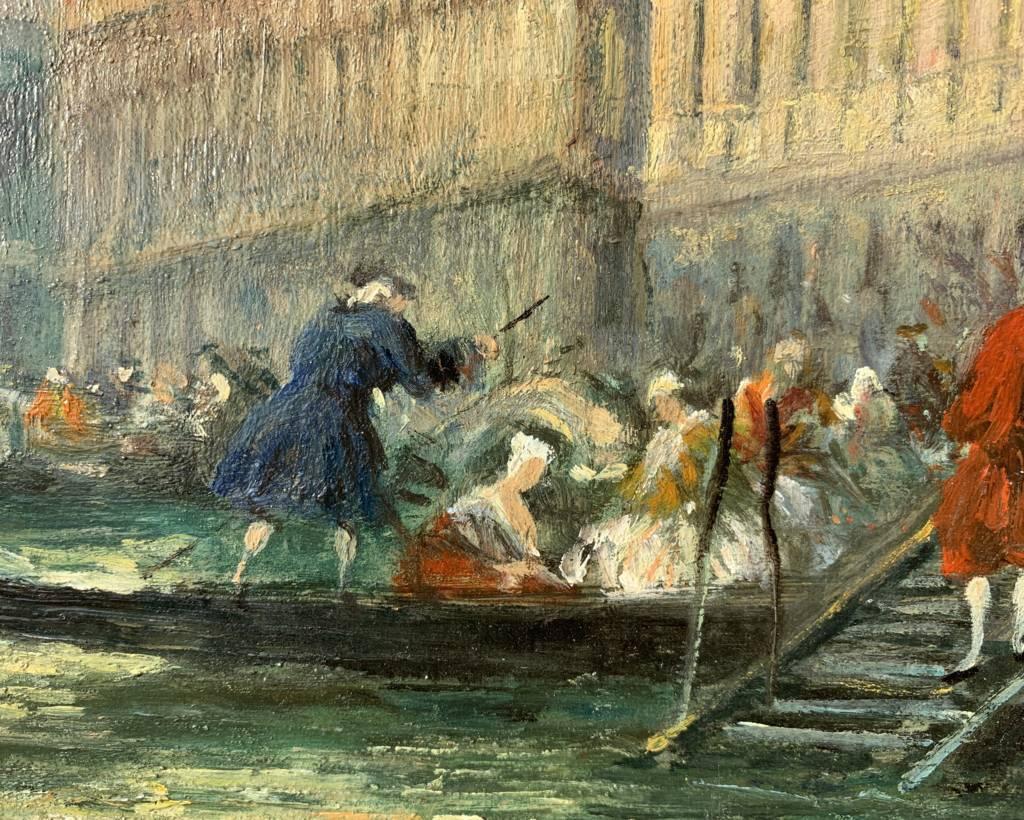 Peintre vénitien Vedutiste - 19e siècle Tableau de vue de Venise - Huile sur panneau en vente 6