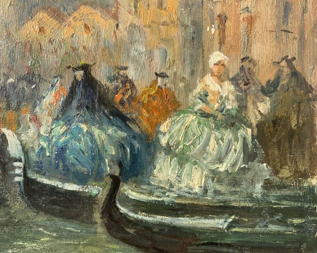 Vedutist Venetian painter - 19th century Venice view painting - Oil on panel For Sale 7