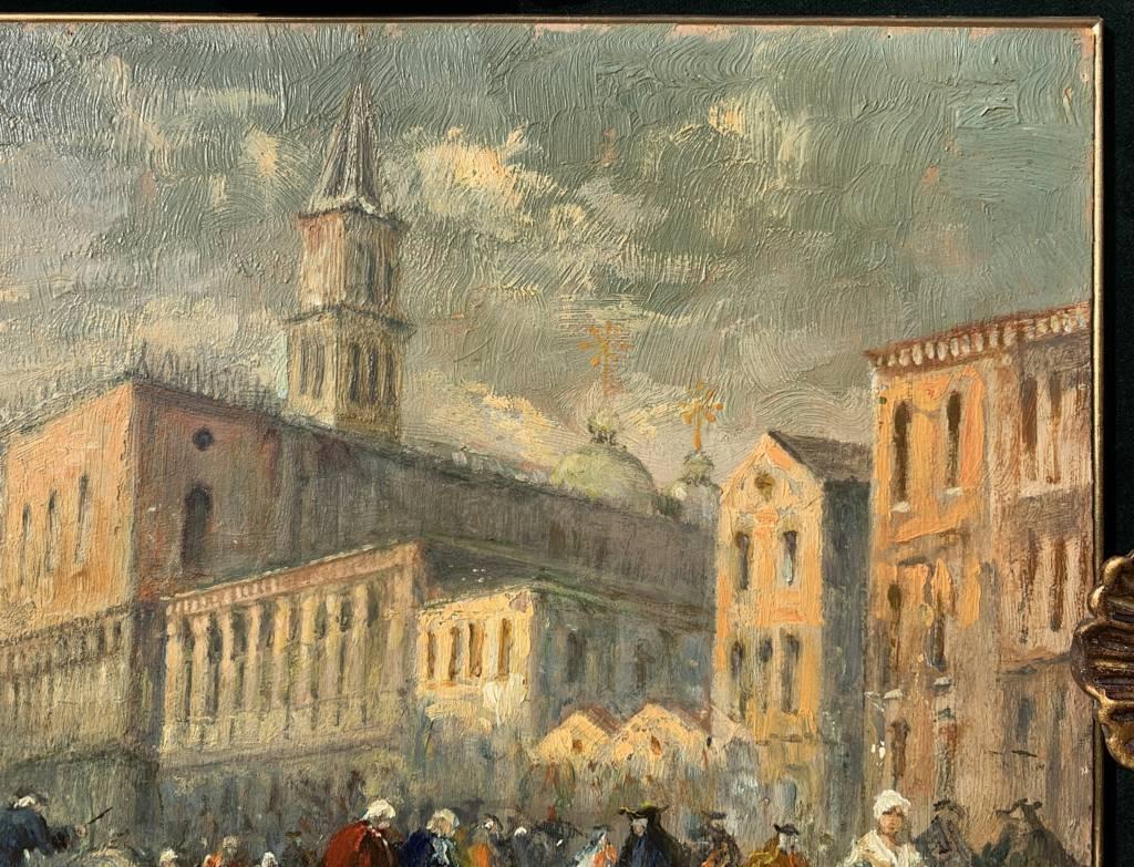 Peintre vénitien Vedutiste - 19e siècle Tableau de vue de Venise - Huile sur panneau en vente 1