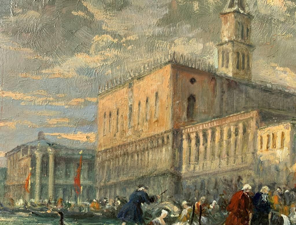 Vedutistischer venezianischer Maler - 19. Jahrhundert Venedig Ansicht Gemälde - Öl auf Tafel im Angebot 3