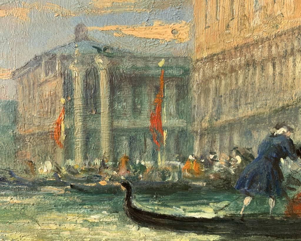 Vedutist Venetian painter - 19th century Venice view painting - Oil on panel For Sale 5