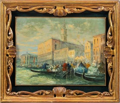 Vedutist Venetian painter - 19th century Venice view painting - Oil on panel