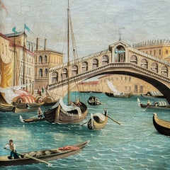 Vedutist Venetian painter - 19th century Venice view painting - Rialto bridge