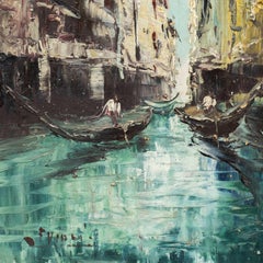 Vedutist Venetian painter - 20th Venice view painting - Carnival St. Mark