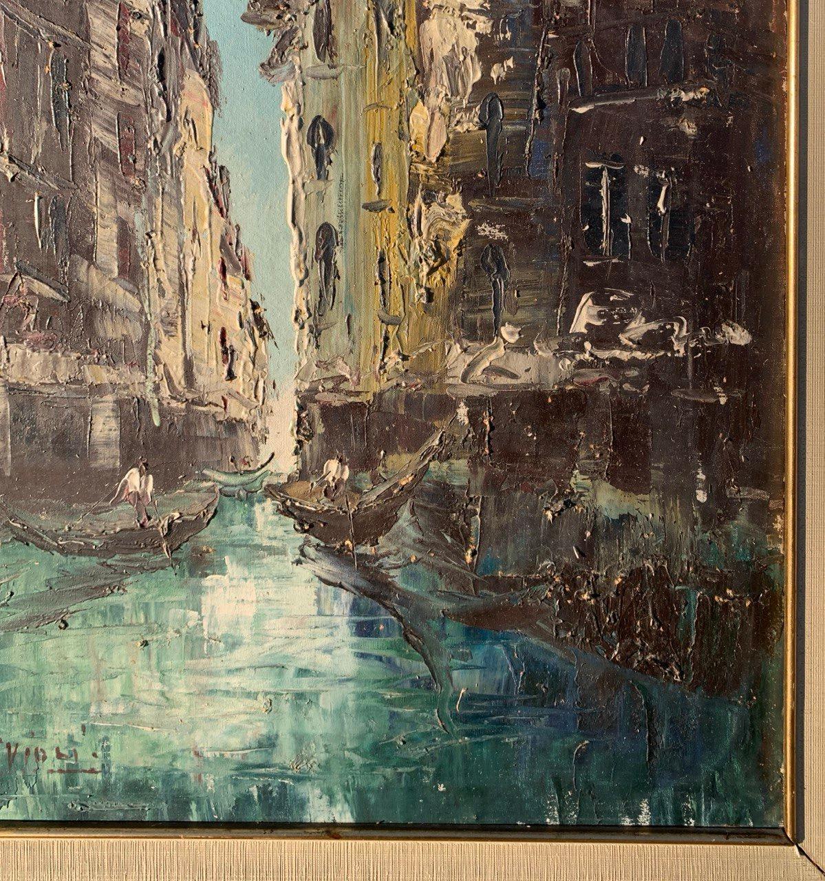 Pintor vedutista veneciano - pintura paisajista de principios del siglo XX - Vista de Venecia en venta 3