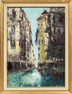 Peintre vénitien Vedutiste - peinture de paysage du début du 20e siècle - Vue de Venise