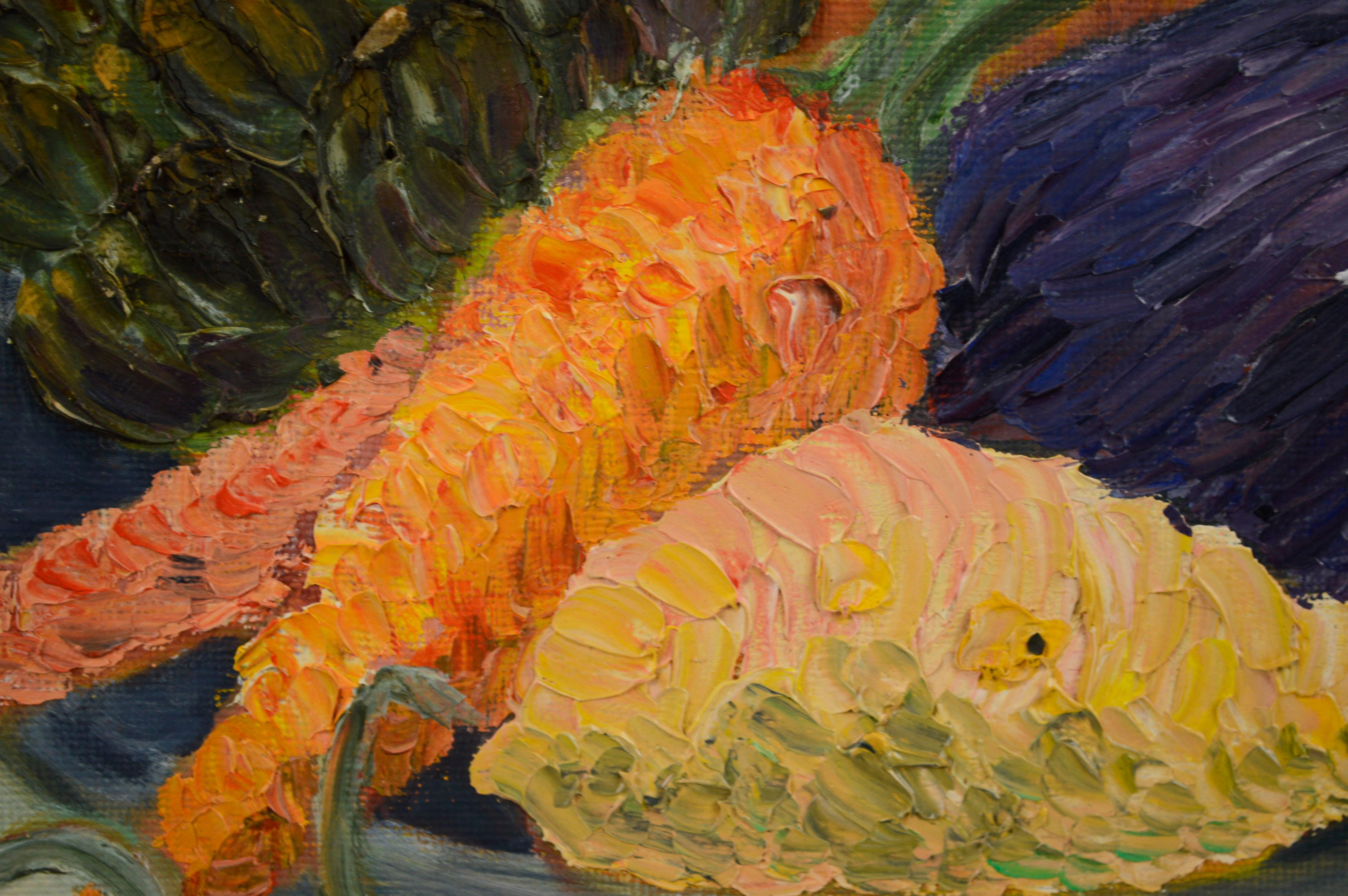 Raccolto dell'orto, Natura morta di verdure di metà secolo - Painting Impressionismo americano di Unknown