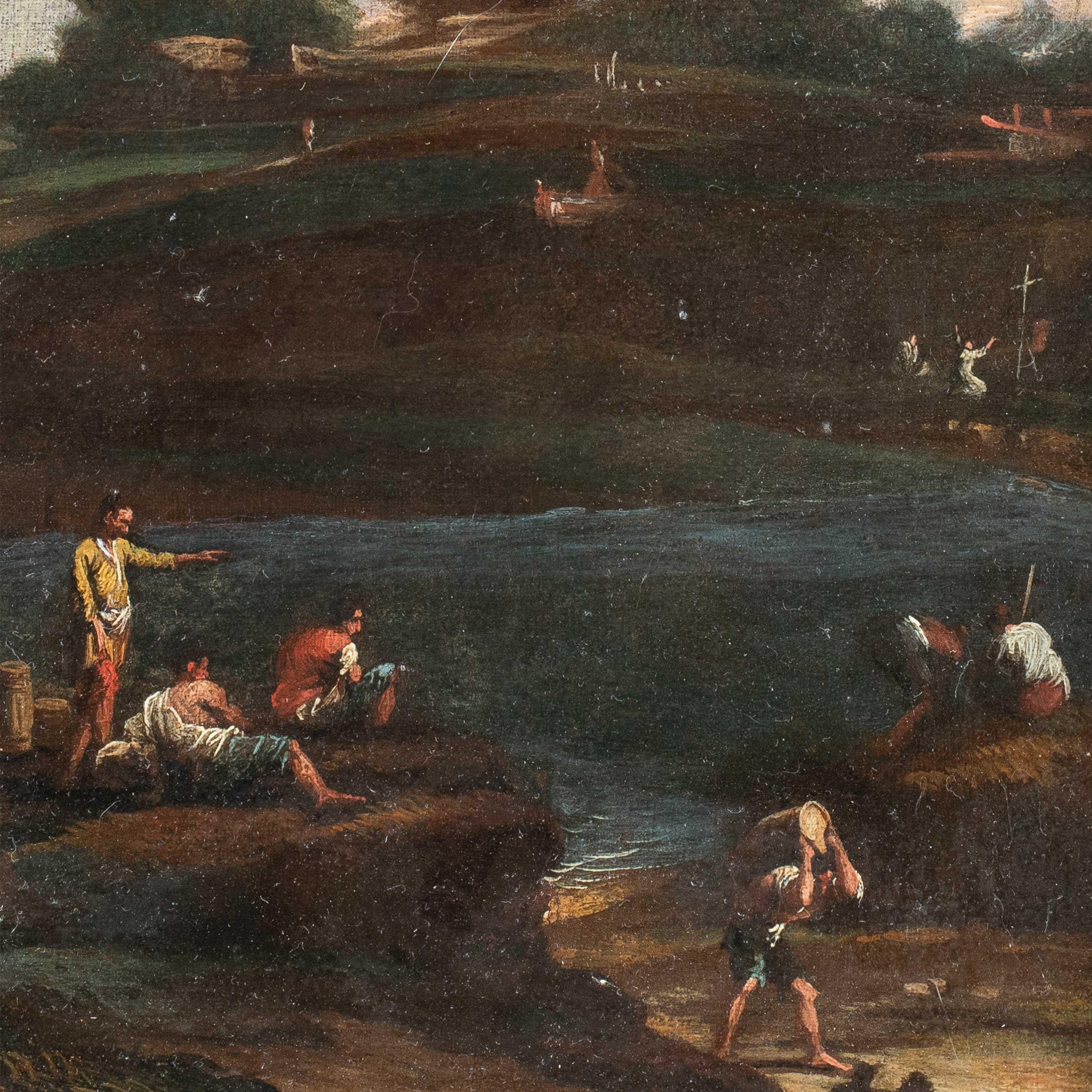 Seguidor veneciano de Marco Ricci - Figuras de la pintura paisajista del siglo XVIII - Painting de Unknown