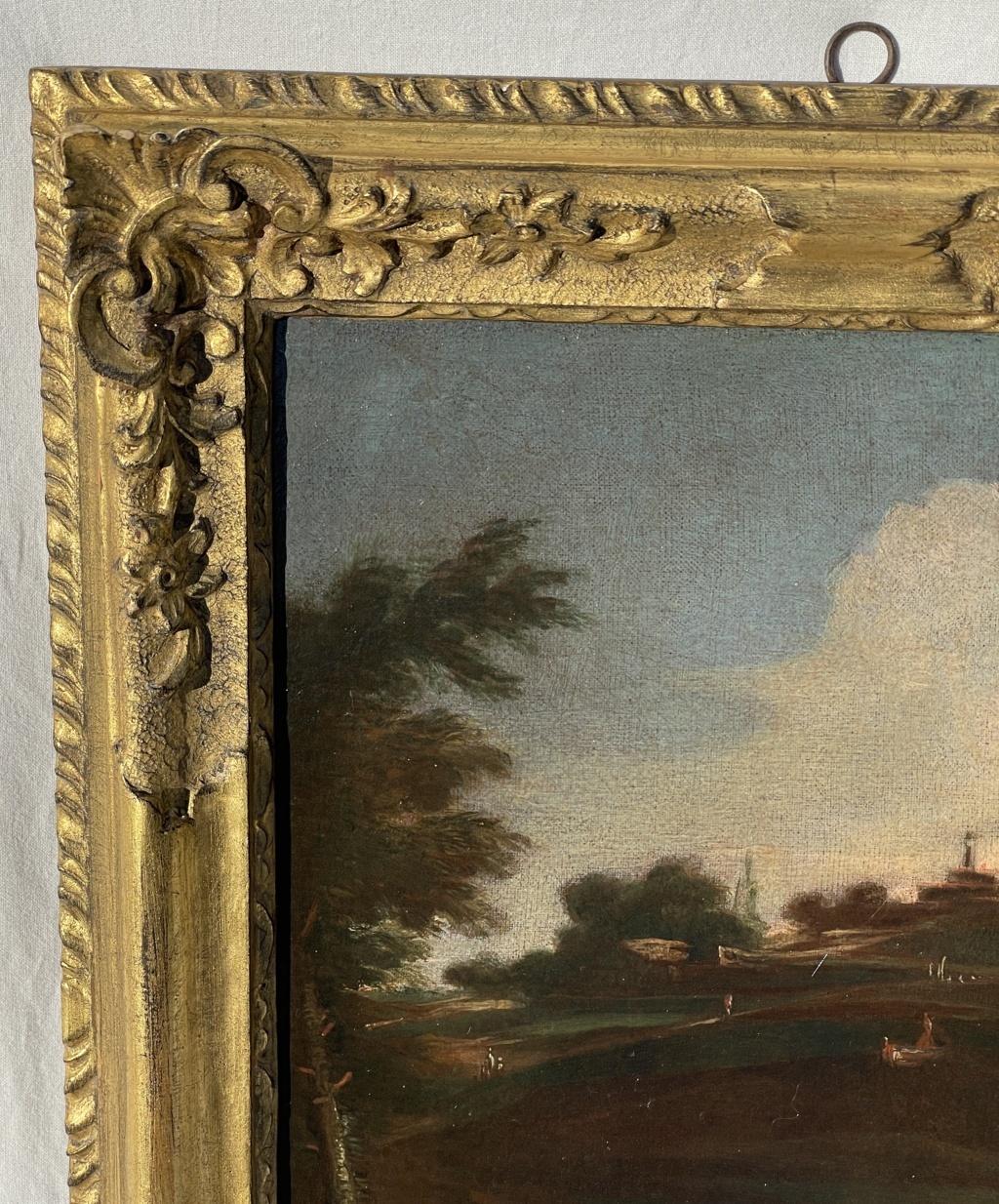 Vénitien adepte de Marco Ricci - Figures de la peinture de paysage du XVIIIe siècle - Rococo Painting par Unknown