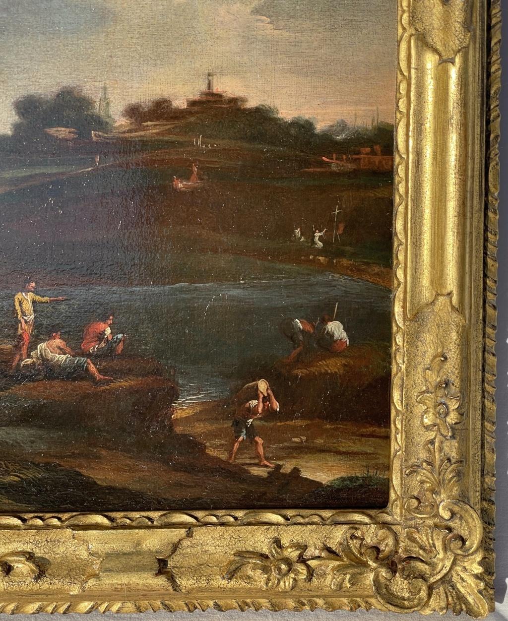 Venetian follower of Marco Ricci - 18th century landscape painting figures For Sale 1