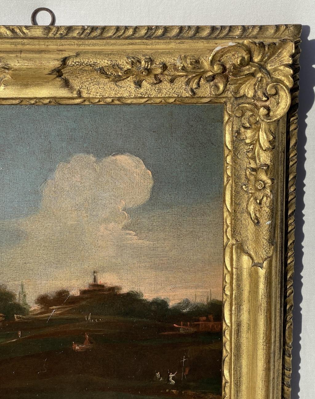Venetian follower of Marco Ricci - 18th century landscape painting figures For Sale 2