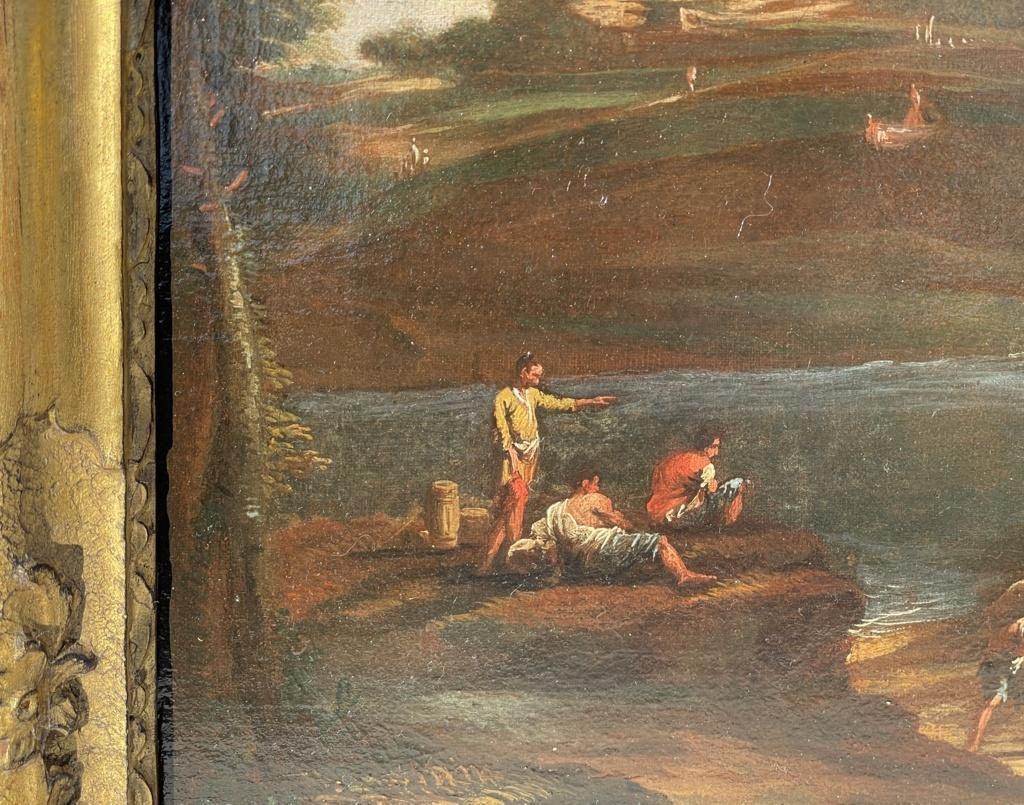 Venetian follower of Marco Ricci - 18th century landscape painting figures For Sale 3