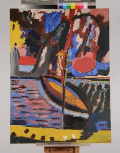 Venetian Nocturne, Fauvist Harbor Composition with Gondola