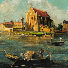 Venetian painter – 19th c. Guardesque Venice lagoon – San Cristoforo