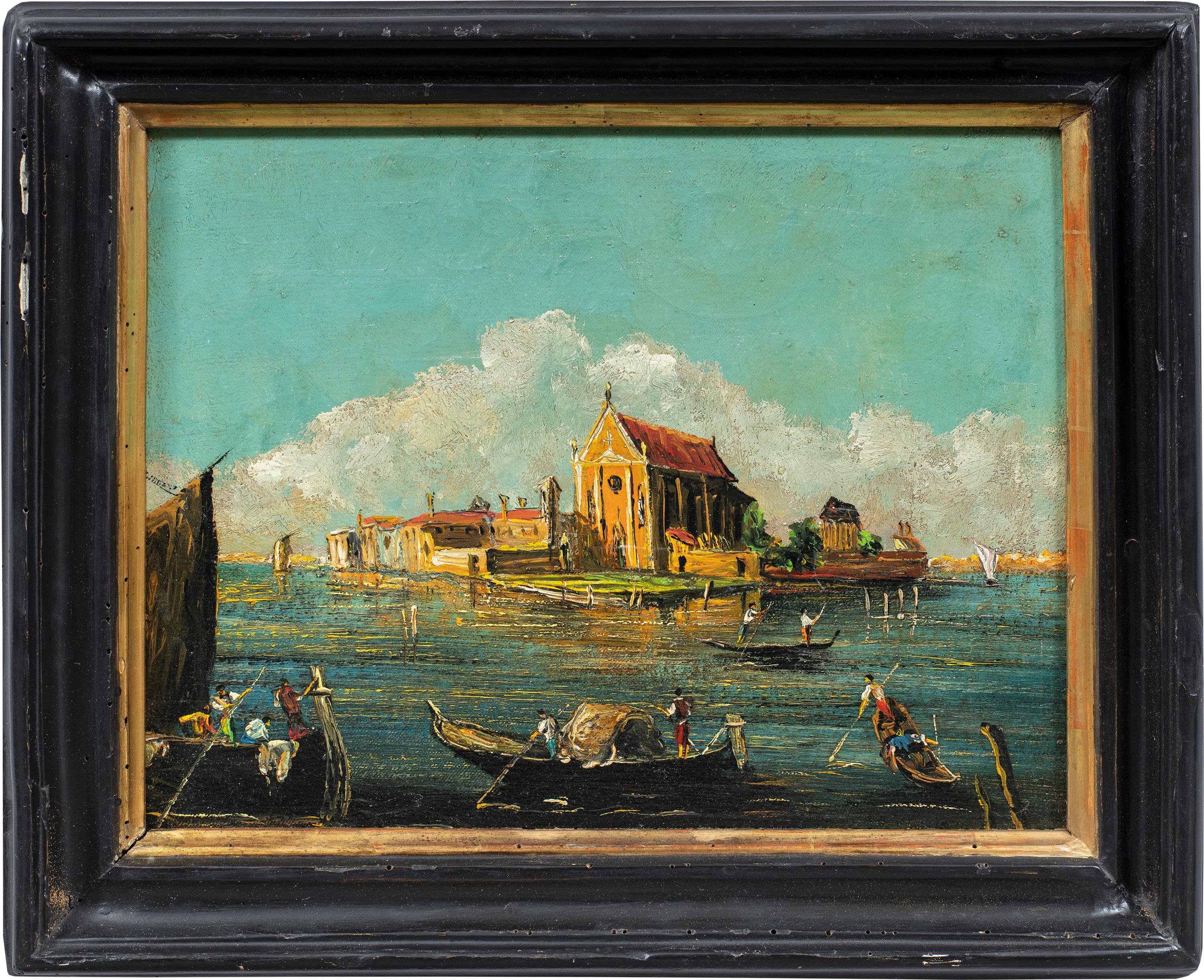 Venetian painter – 19th c. Guardesque Venice lagoon – San Cristoforo