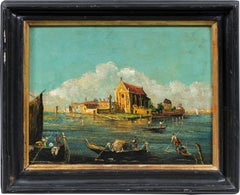 Venetian painter – 19th c. Guardesque Venice lagoon – San Cristoforo
