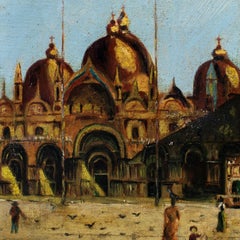 Peintre vénitien - Vue de Venise au XIXe siècle - Place Saint-Marc et clocher