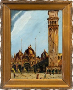 Peintre vénitien - Vue de Venise au XIXe siècle - Place Saint-Marc et clocher