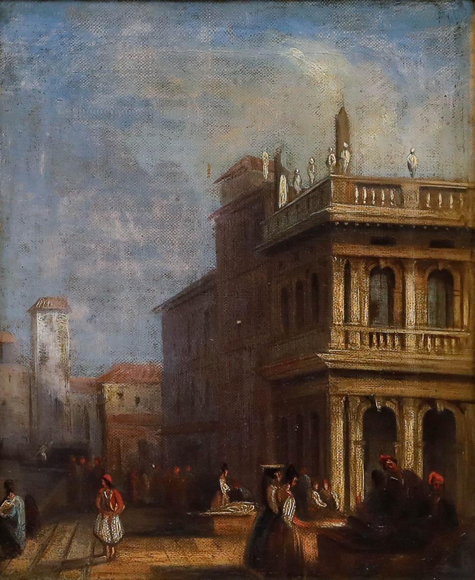 Venetian School Early 19th Century Oil - The Doge's Palace - Painting by Unknown