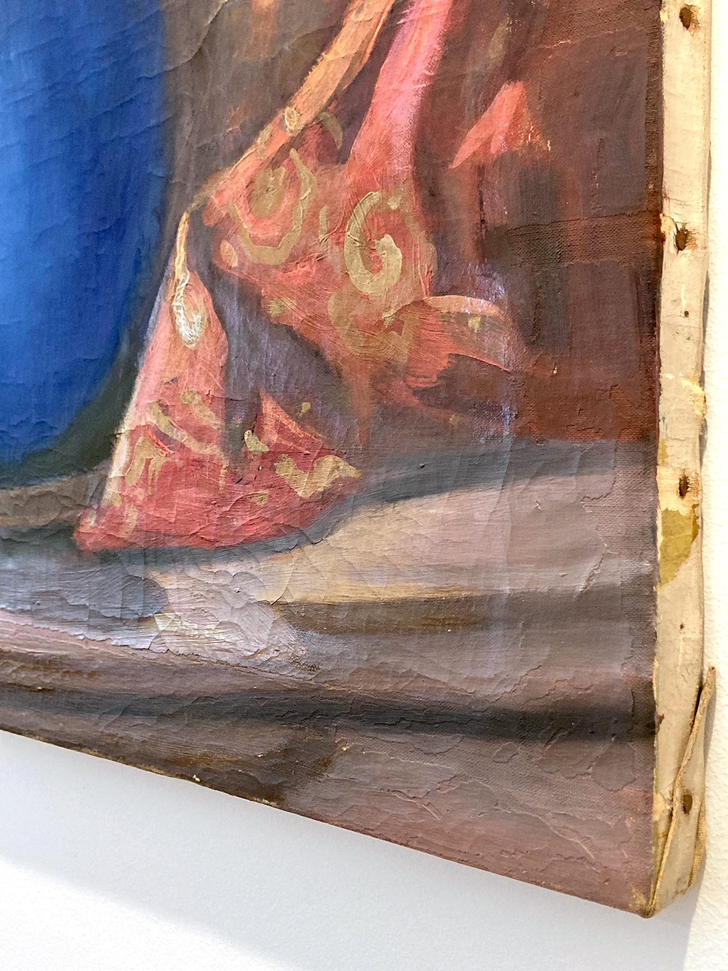 „Venedigisches Stillleben mit Blumen und Leier“, Ölgemälde auf Leinwand, 20. Jahrhundert im Angebot 5