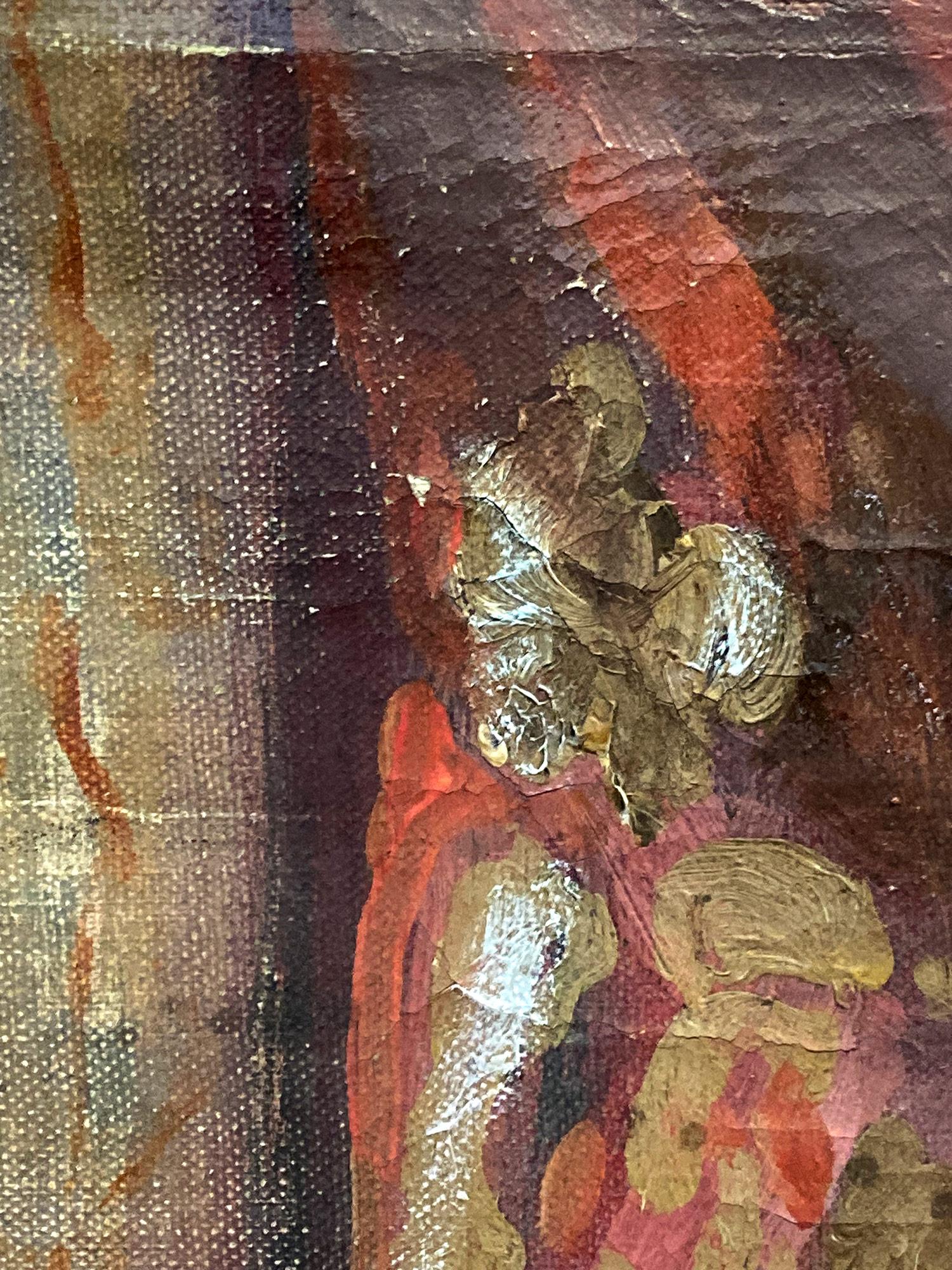 „Venedigisches Stillleben mit Blumen und Leier“, Ölgemälde auf Leinwand, 20. Jahrhundert im Angebot 7