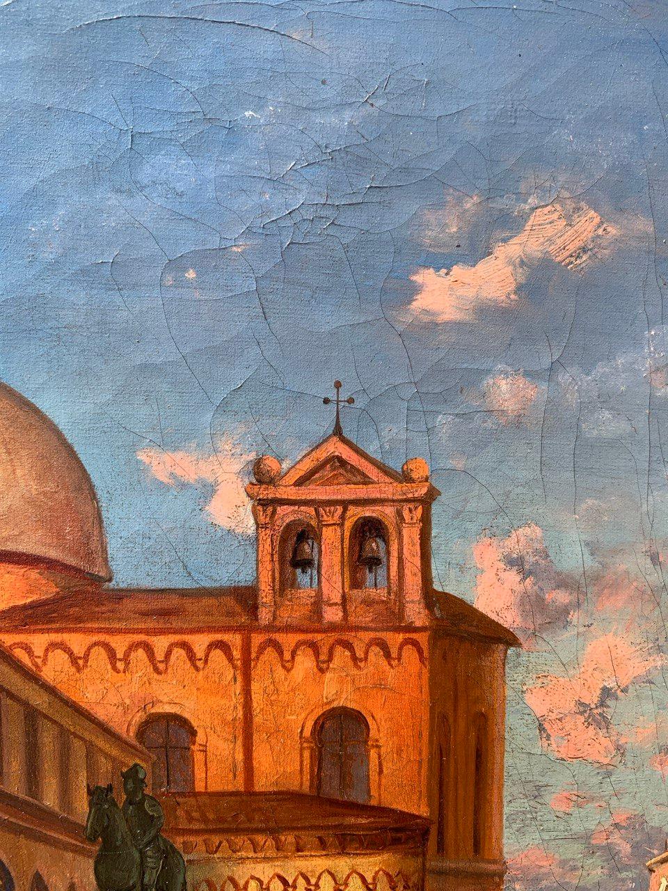 Vedutiste vénitien - Peinture de paysage du 19e siècle - Vue de Venise Colleoni en vente 5