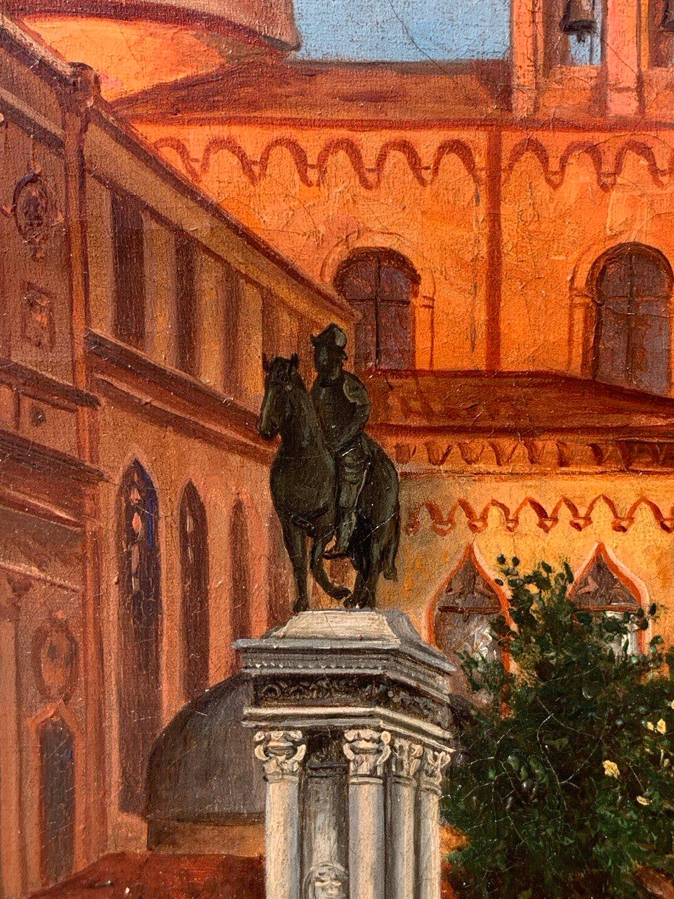 Vedutiste vénitien - Peinture de paysage du 19e siècle - Vue de Venise Colleoni en vente 1