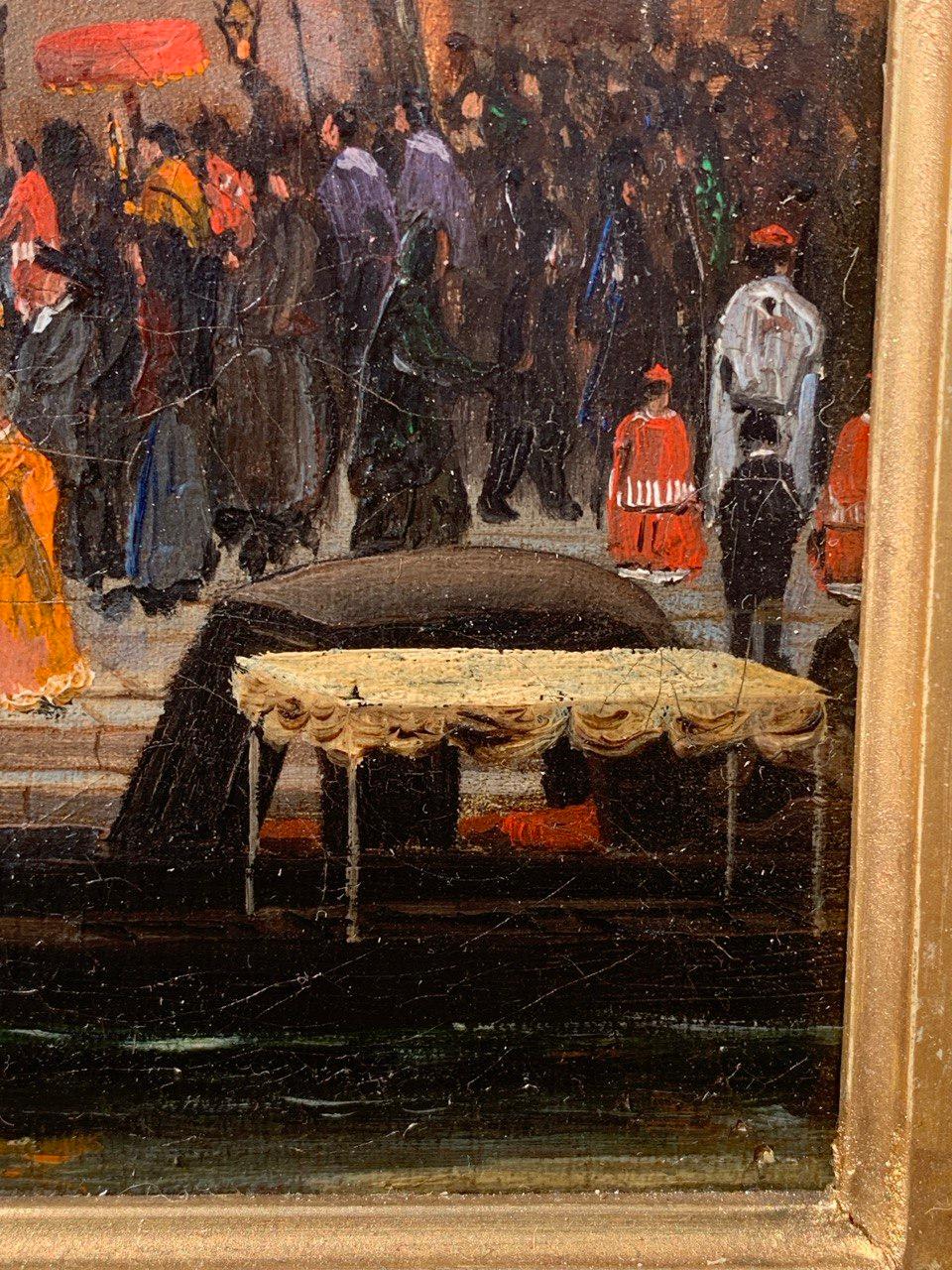 Vedutiste vénitien - Peinture de paysage du 19e siècle - Vue de Venise Colleoni en vente 2