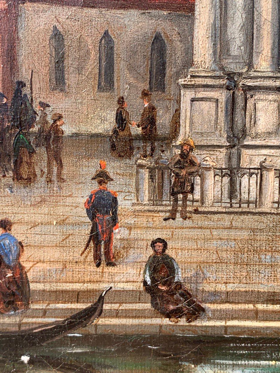 Vedutiste vénitien - Peinture de paysage du 19e siècle - Vue de Venise Colleoni en vente 4
