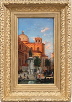 Venetian Vedutist - 19th century landscape painting - View of Venice Colleoni