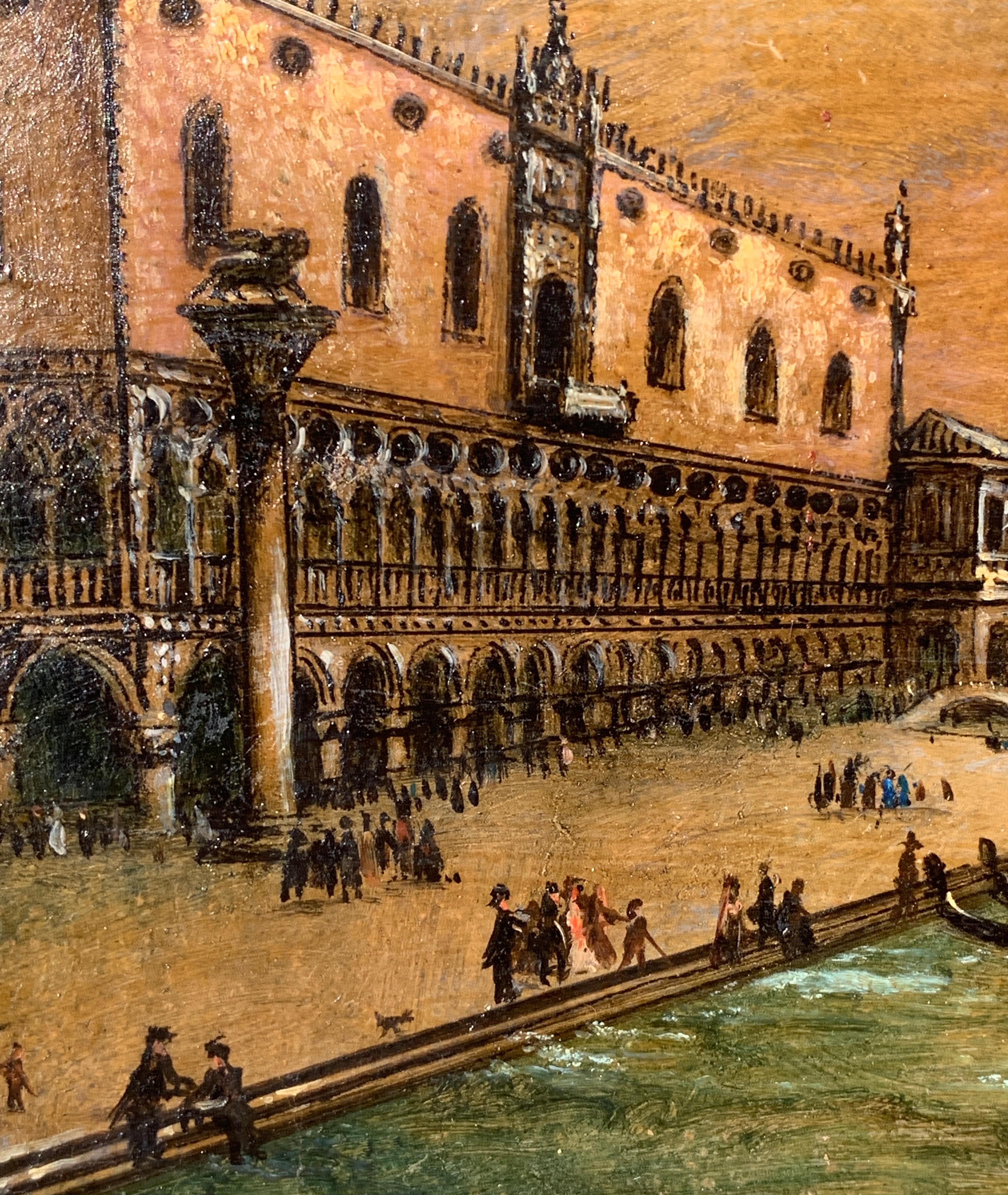 Venezianischer Vedutist - 19. Jahrhundert Landschaftsmalerei - Blick auf den Dogenpalast von Venedig im Angebot 2