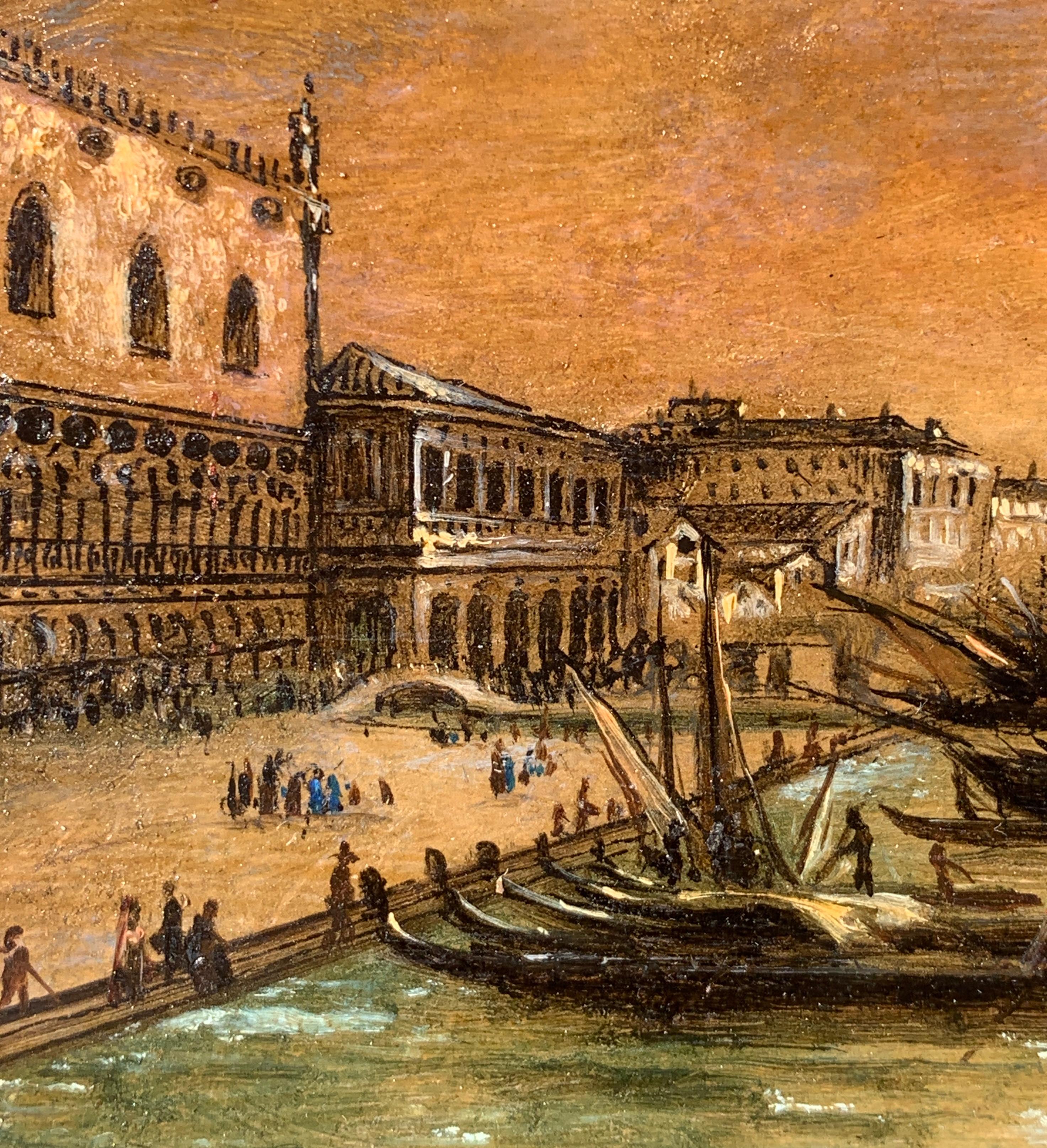 Venezianischer Vedutist - 19. Jahrhundert Landschaftsmalerei - Blick auf den Dogenpalast von Venedig im Angebot 4