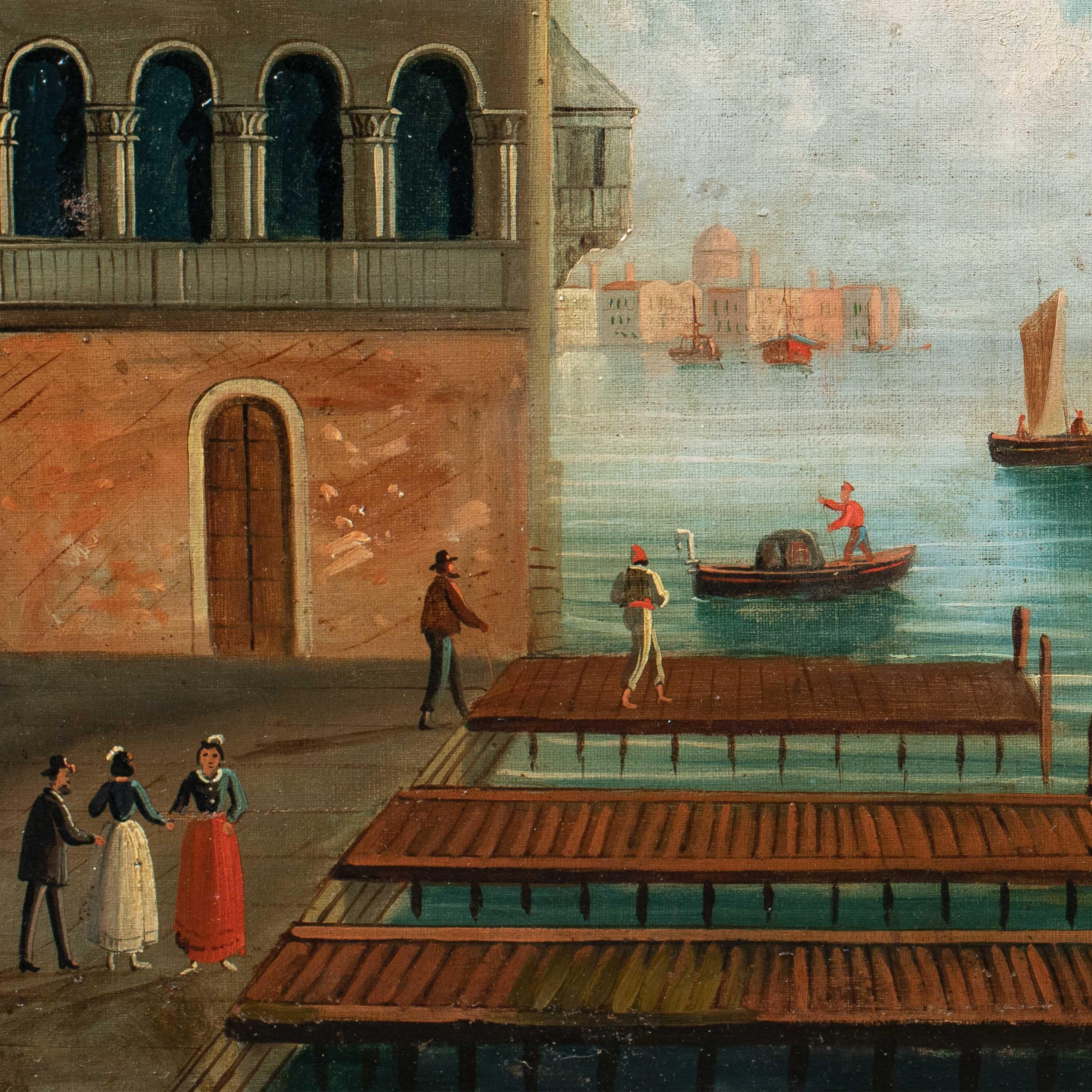Pintor vedutista veneciano - Pintura paisajista del siglo XIX - Vista de Venecia - Painting Realista de Unknown