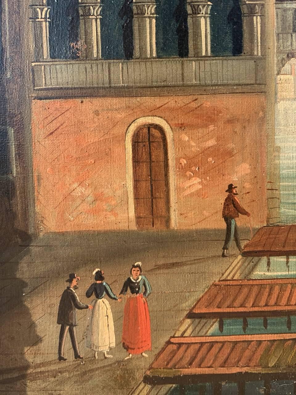 Pintor vedutista veneciano - Pintura paisajista del siglo XIX - Vista de Venecia 2