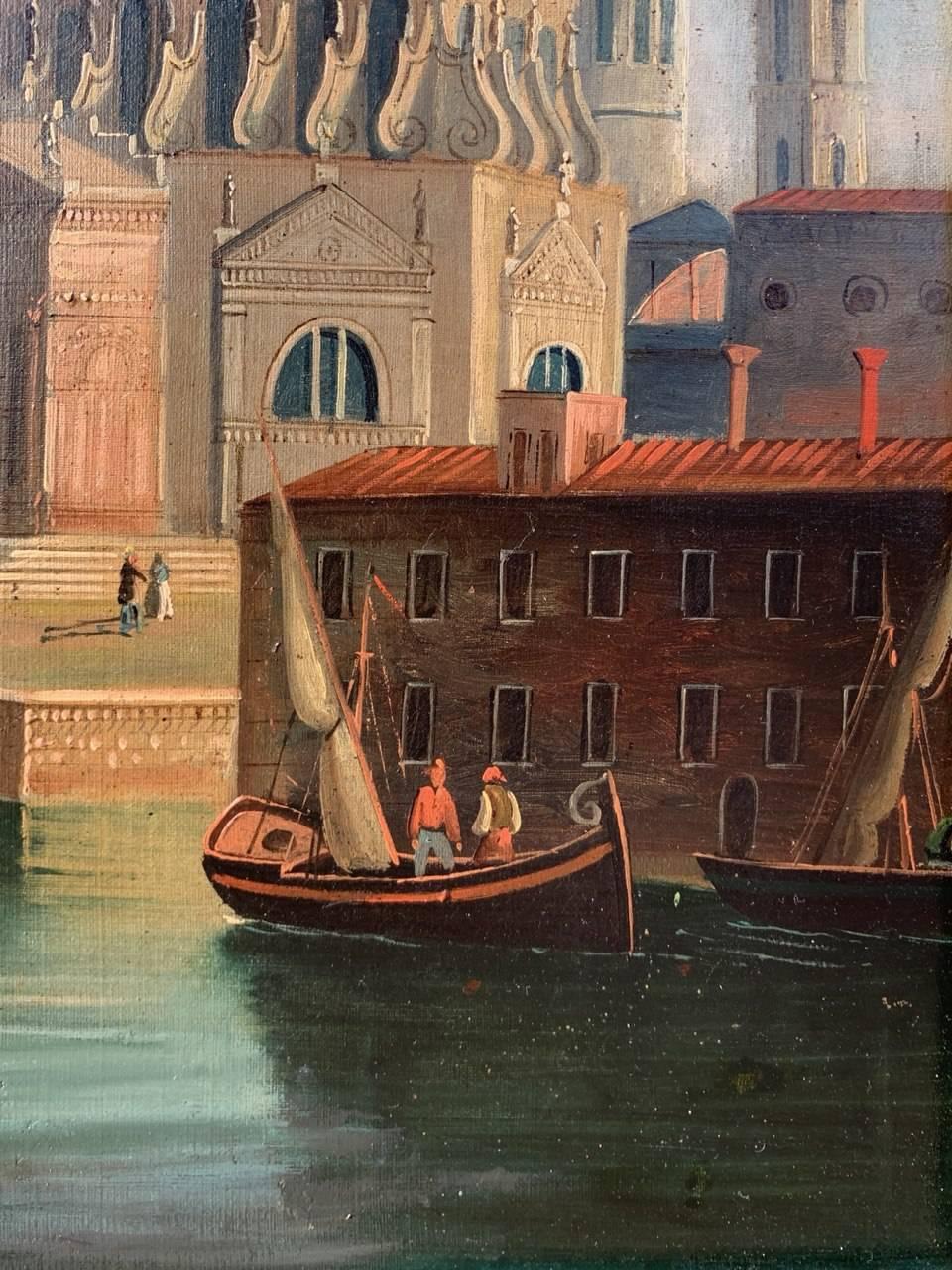 Pintor vedutista veneciano - Pintura paisajista del siglo XIX - Vista de Venecia 3