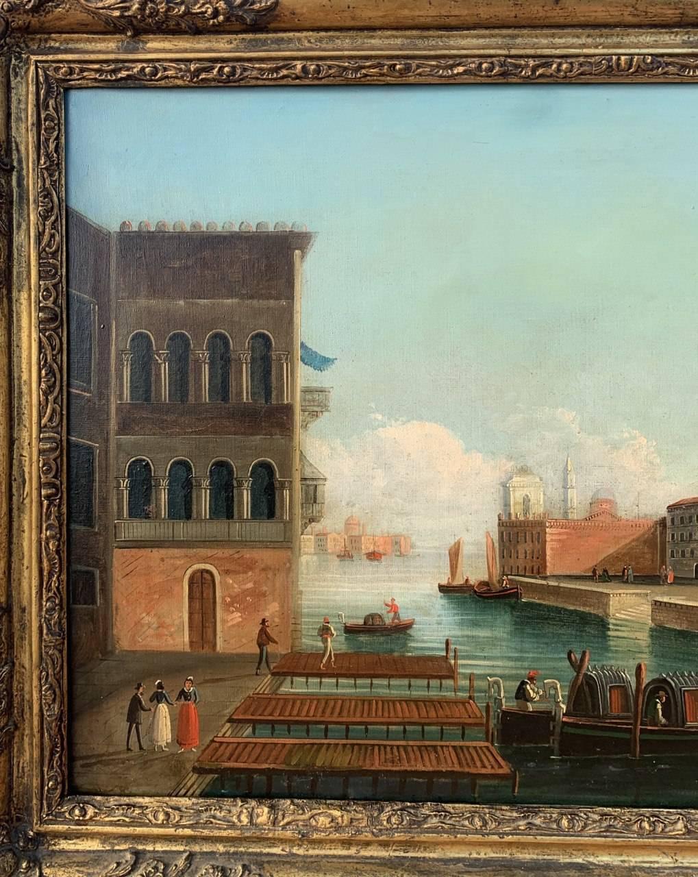 Pintor vedutista veneciano - Pintura paisajista del siglo XIX - Vista de Venecia 4