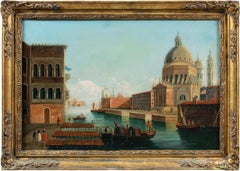 Pintor vedutista veneciano - Pintura paisajista del siglo XIX - Vista de Venecia