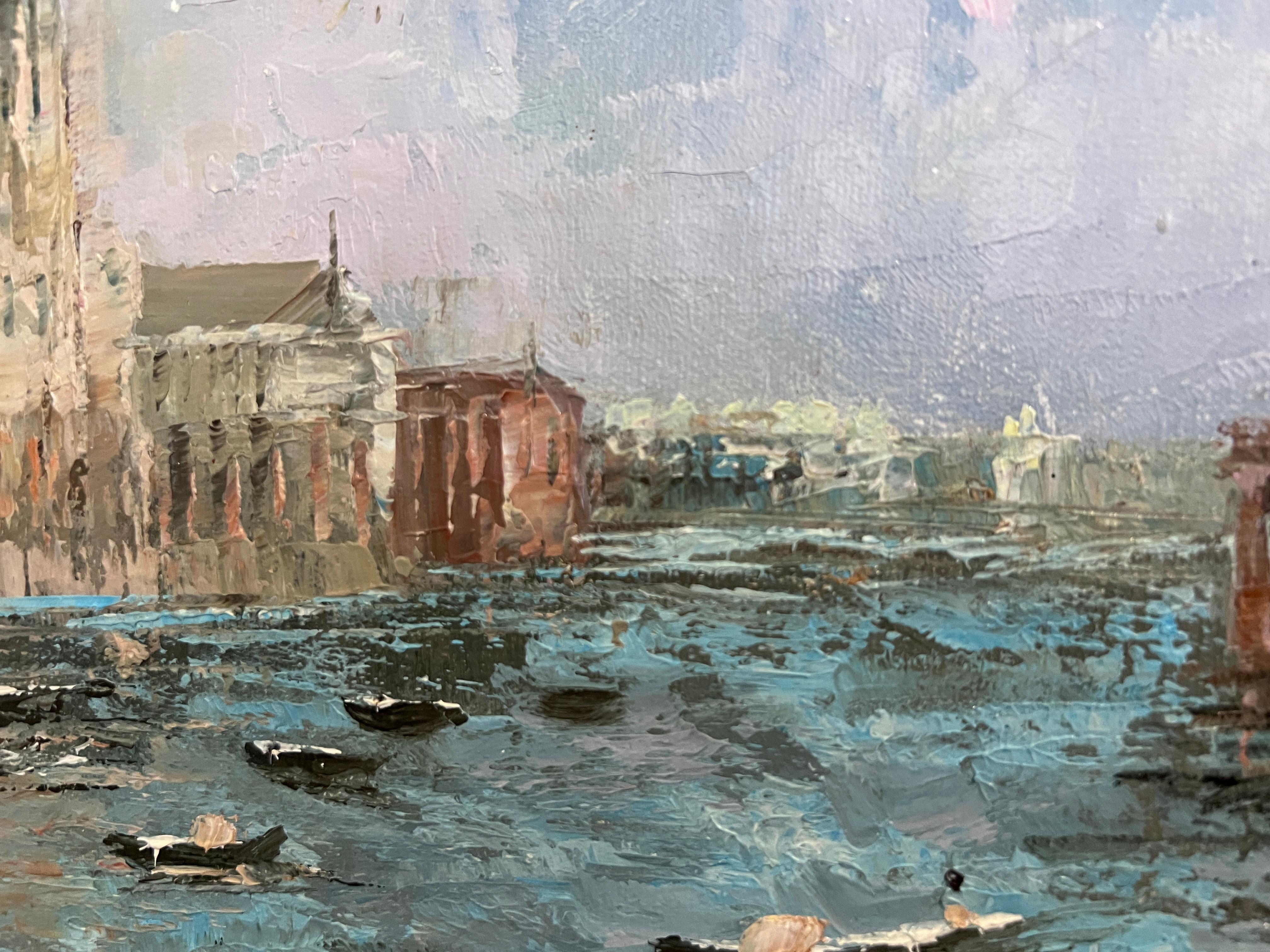 Venedig Grand Canal Ölgemälde L. Harland signiert Vintage Large Framed Art im Angebot 7