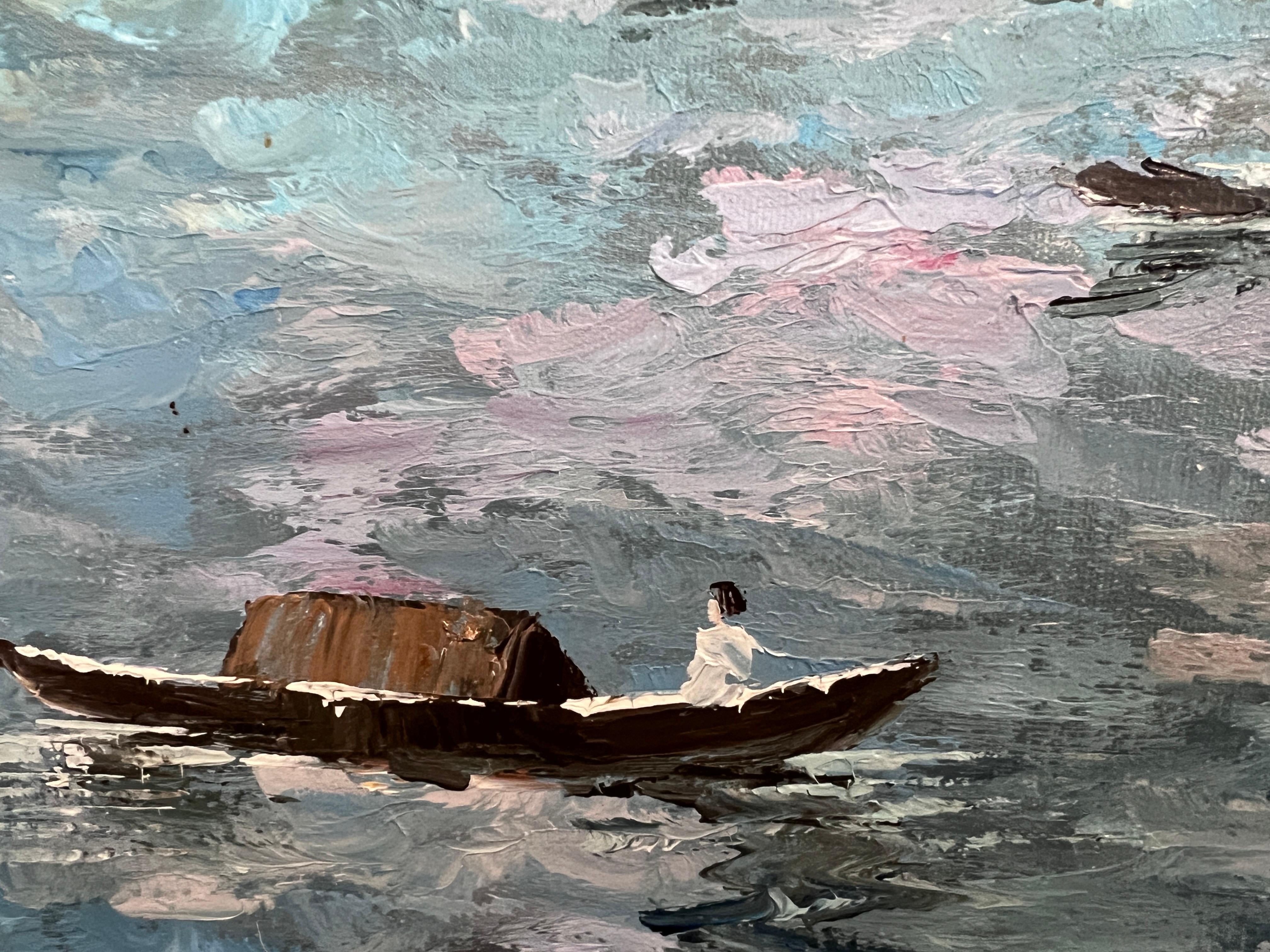 Venedig Grand Canal Ölgemälde L. Harland signiert Vintage Large Framed Art im Angebot 8