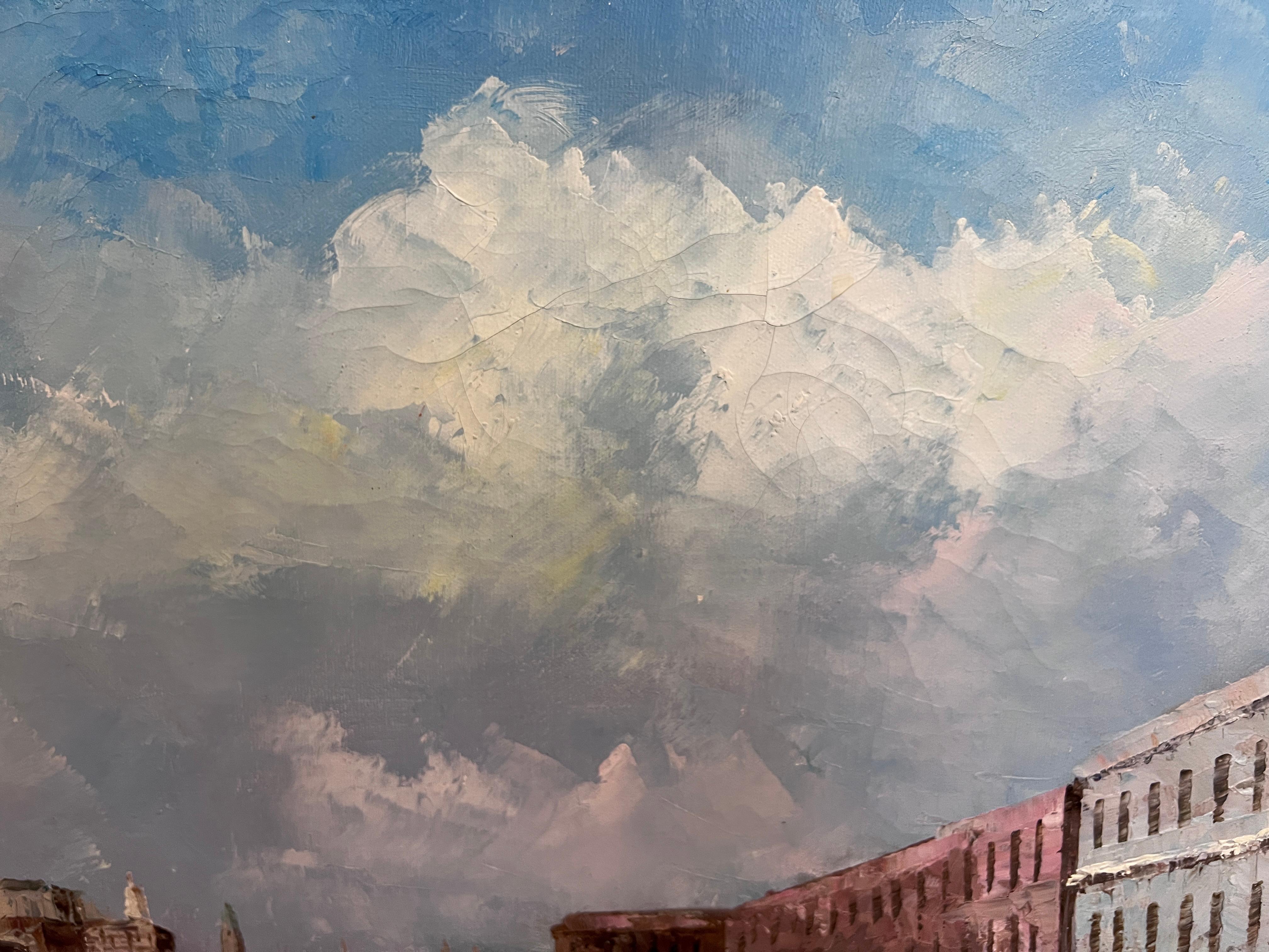 Venedig Grand Canal Ölgemälde L. Harland signiert Vintage Large Framed Art im Angebot 9