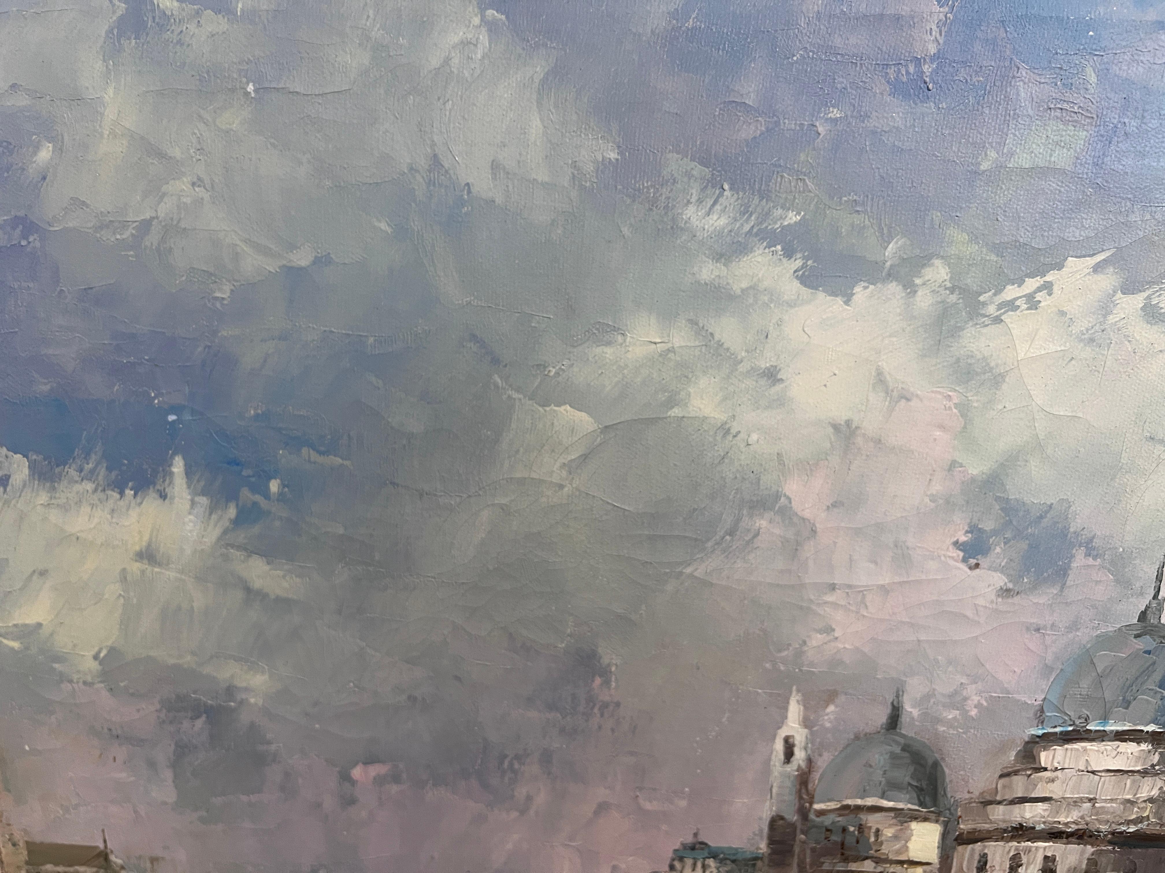 Venedig Grand Canal Ölgemälde L. Harland signiert Vintage Large Framed Art im Angebot 10