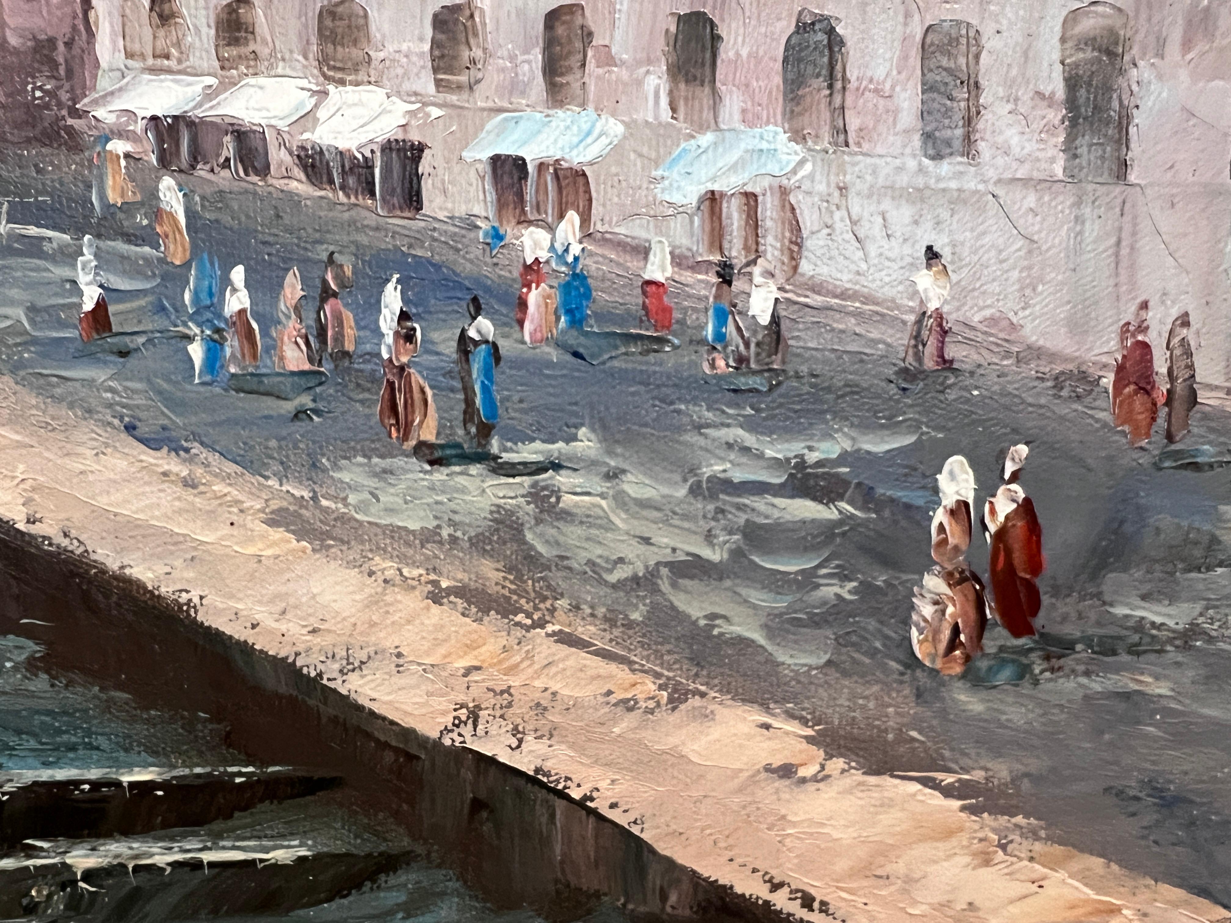 Venedig Grand Canal Ölgemälde L. Harland signiert Vintage Large Framed Art im Angebot 4