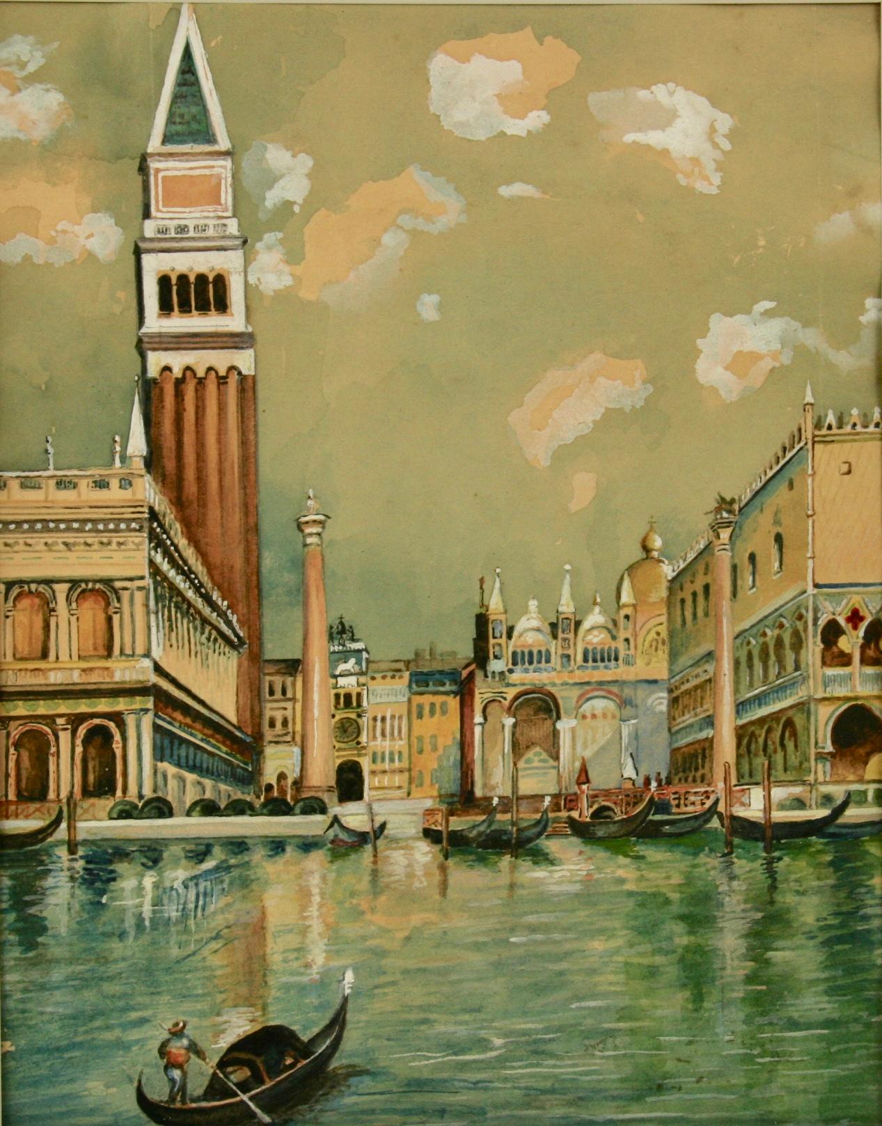 Venice Piazza San Marco Landscape - Painting by Unknown