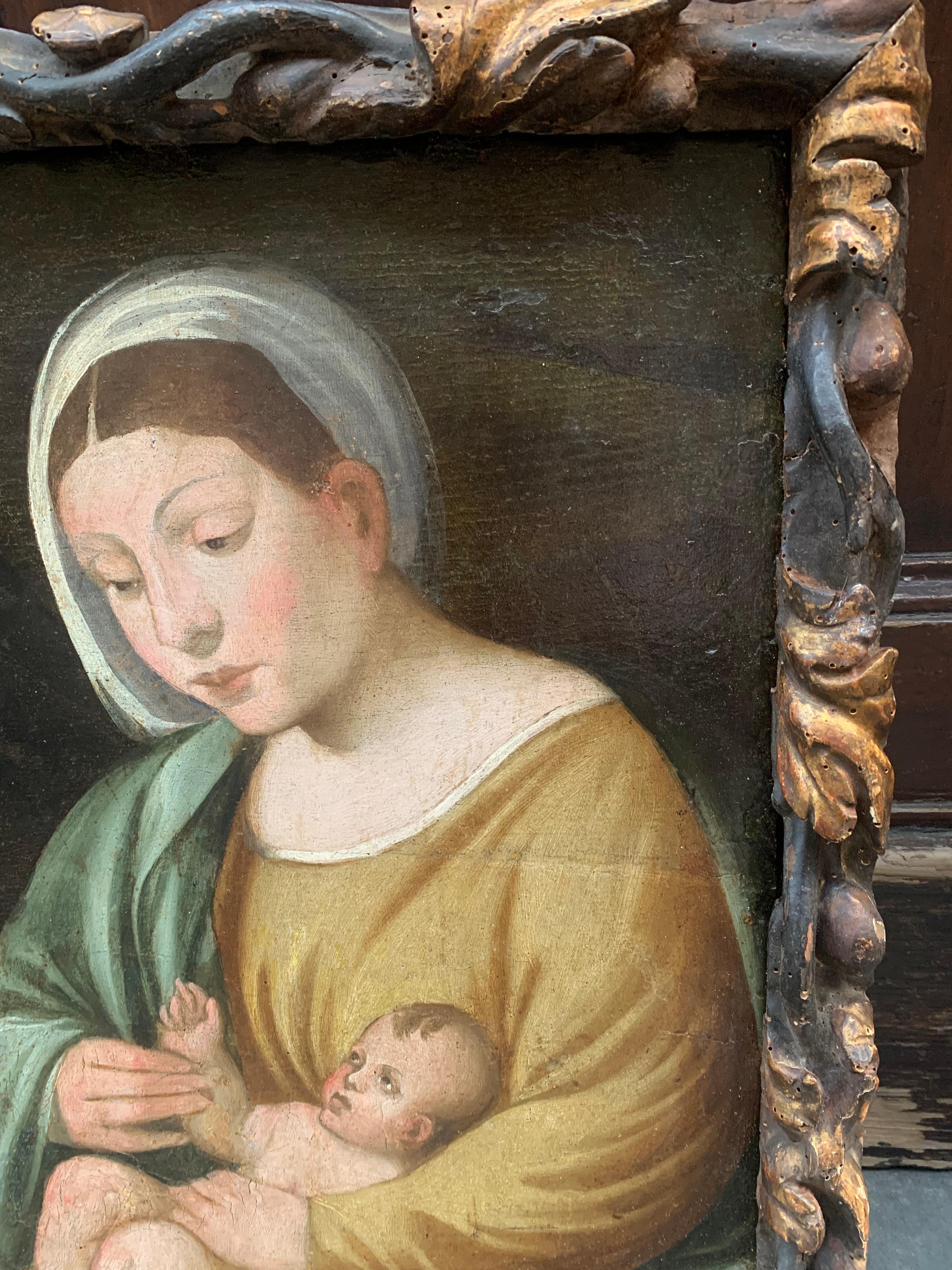 Venice. XVI century. Madonna with child with St. John. Attrib. Marco Bello.  For Sale 5