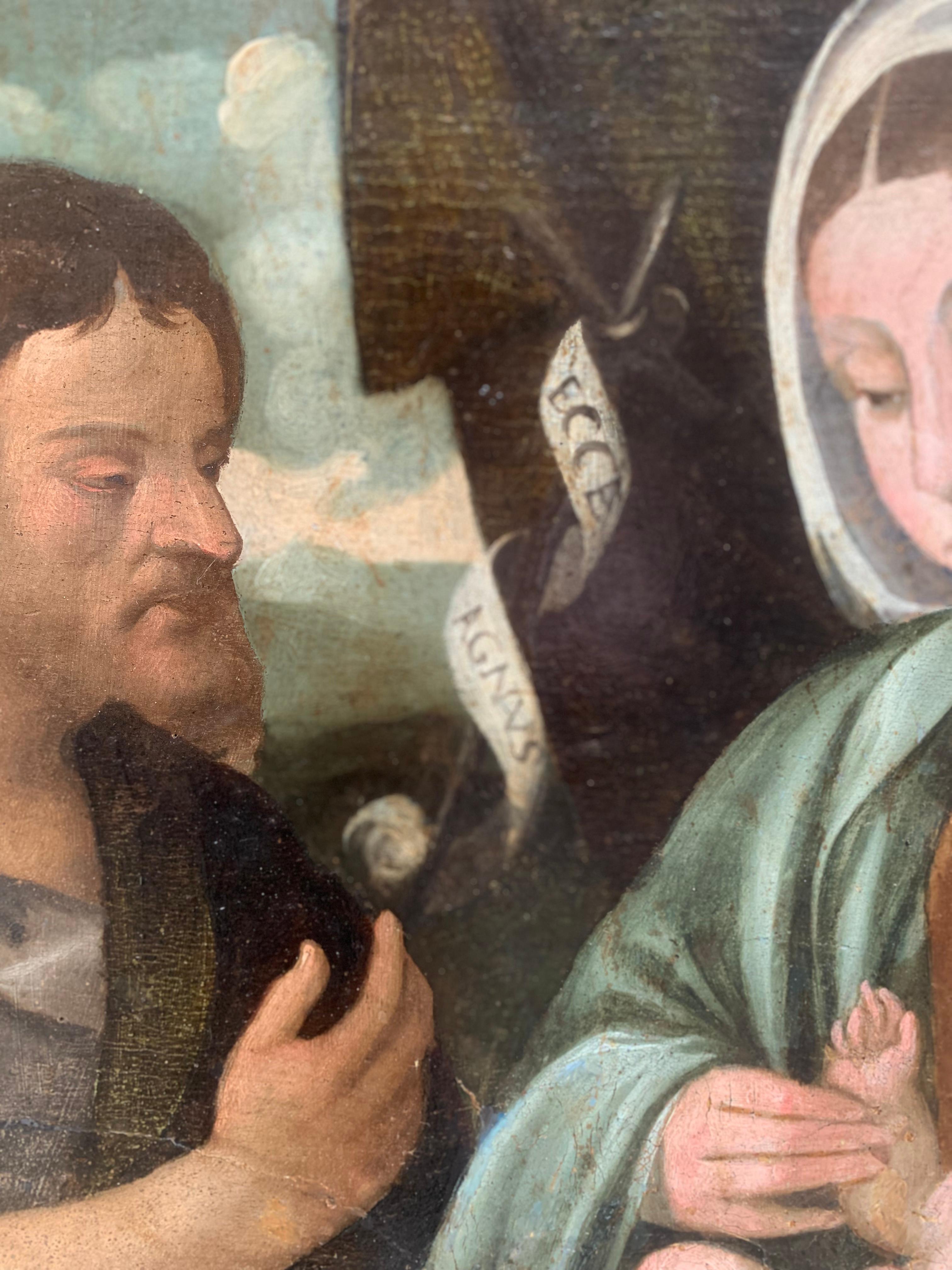Venedig. XVI. Jahrhundert. Madonna mit Kind und St. John. Attribut. Marco Bello.  im Angebot 7