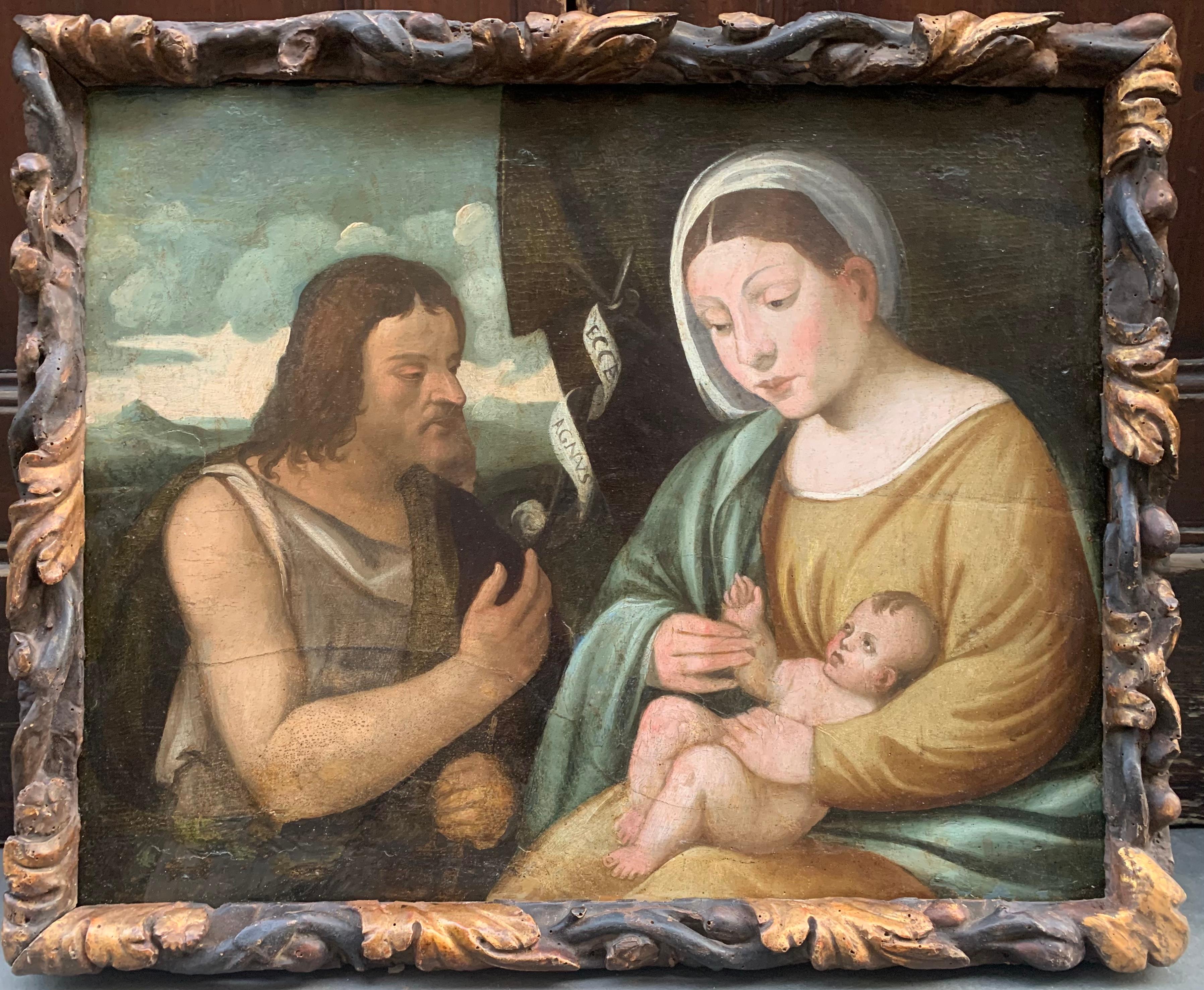Venedig. XVI. Jahrhundert. Madonna mit Kind und St. John. Attribut. Marco Bello.  im Angebot 9